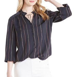 Nic + Zoe Waterfall striped blouse